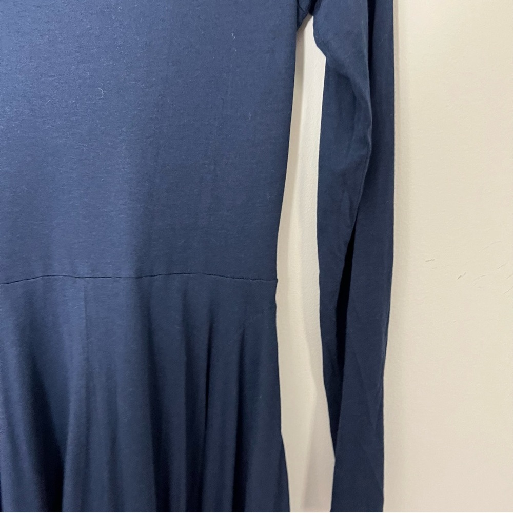 Peruvian Connection Ariana Dress Pima Cotton Blue Turtleneck Long Sleeve XS 1063 - Picture 4 of 9